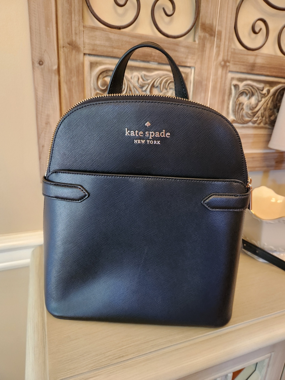 Kate Spade New York Black STACI Saffiano Leather Backpack